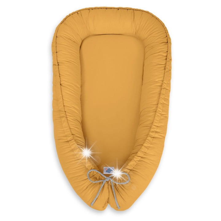 Бебешки пашкул, Bobono, двустранен, цвят горчица, 95x55см, 12см височина