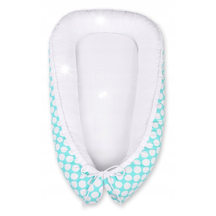 Бебешки пашкул, Bobono, тюркоаз, 95x55см, Oeko-Tex сертифициран материал, пълнеж ECO FILLBALL