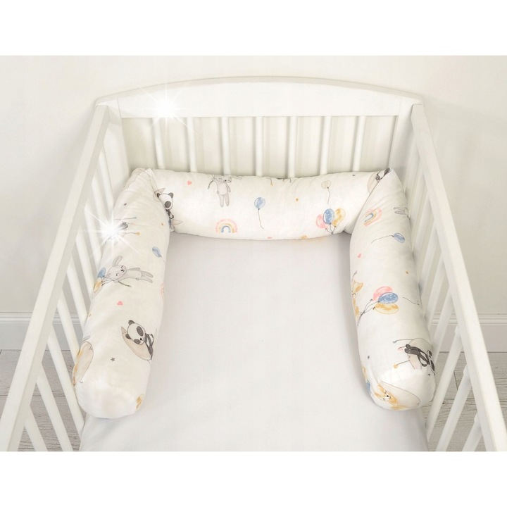 Протектор за бебешко легло Bobono, 160x13см, многоцветен, 100% памук