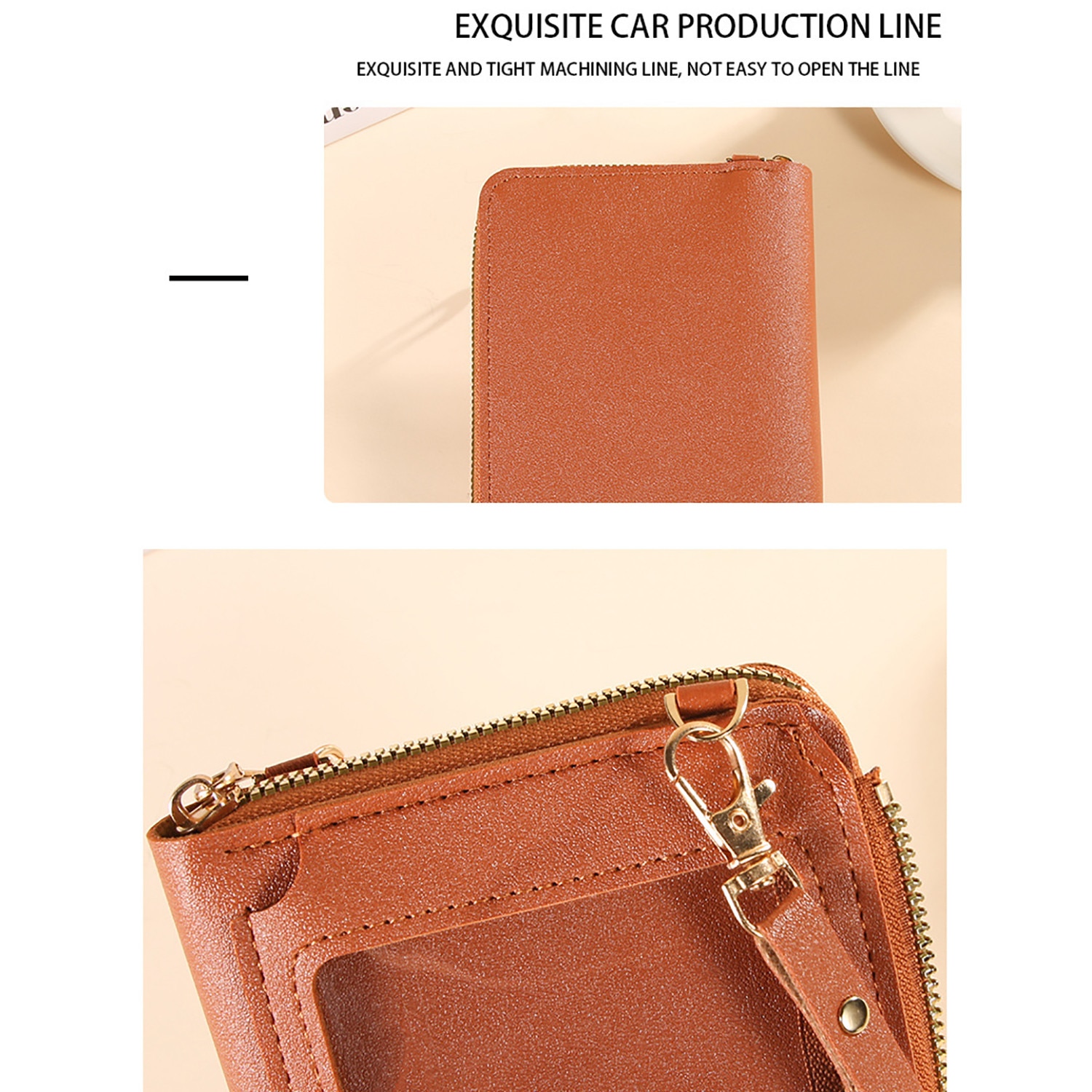 Husa portofel cu fermoar, 6 suporturi pentru carduri, huse telefon crossbody din piele PU, cu suport carduri cu fermoar si curea tip snur crossbody, cu buzunar pentru bani, maro