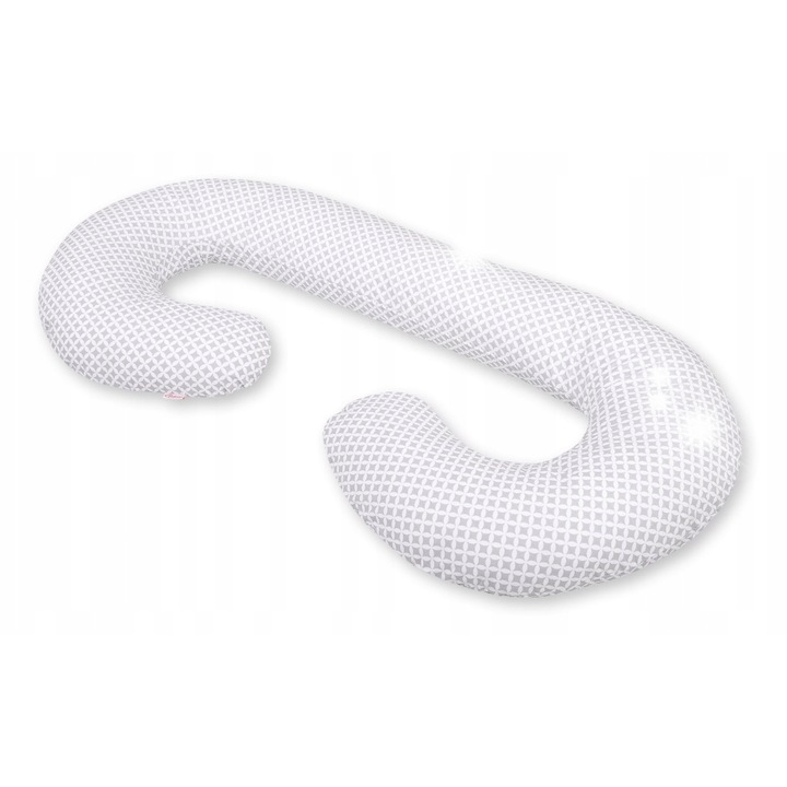 Възглавница за бременни тип C Bobono, сива, мултифункционална, 100% памук, 40x110см