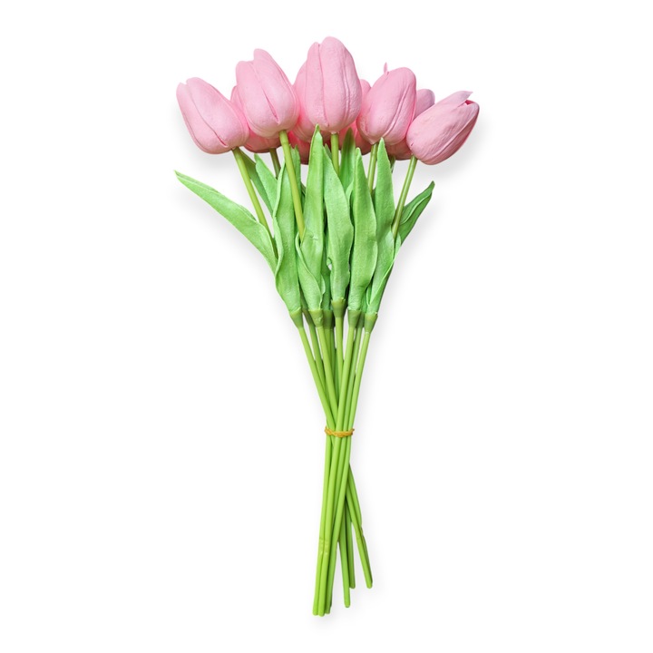 Buchet de lalele din cauciuc, 10 fire-Roz