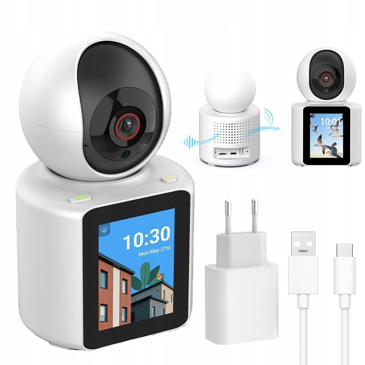 Megfigyelő kamera, C31 modell, HD 1080P videó, mozgásérzékelés, 2,8 hüvelyk, fehér, komplett készlet