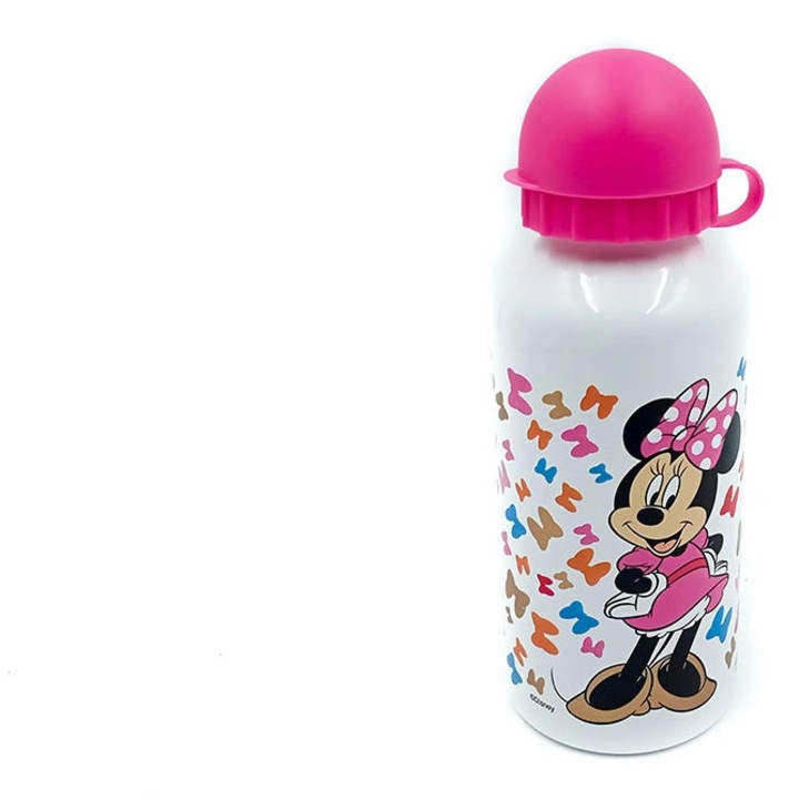 Бутилка за вода Disney, Мини Маус, 500мл, алуминиева, практична, не се разлива