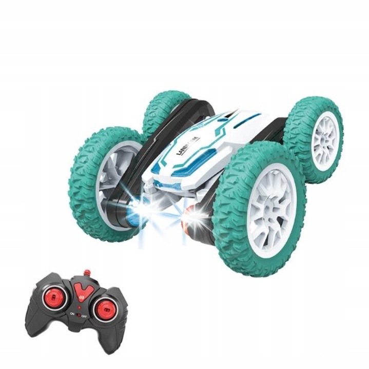 Bounn 4x4 távirányítós autó, 360 akrobatika, fehér/fekete/zöld, komplett készlet