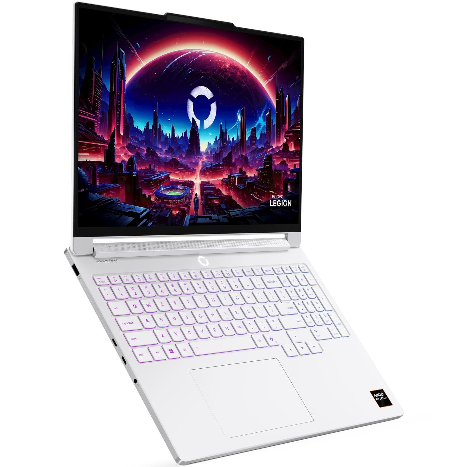 Laptop Gaming Lenovo Legion 7 16AGP11 cu procesor AMD Ryzen™ AI 9 HX 470 pana la 5.2GHz, 16" WQXGA, OLED, 32GB LPDDR5x, 1TB SSD, NVIDIA GeForce RTX™ 5060 8GB GDDR7, NO OS, Glacier White, 3Y Premium Care