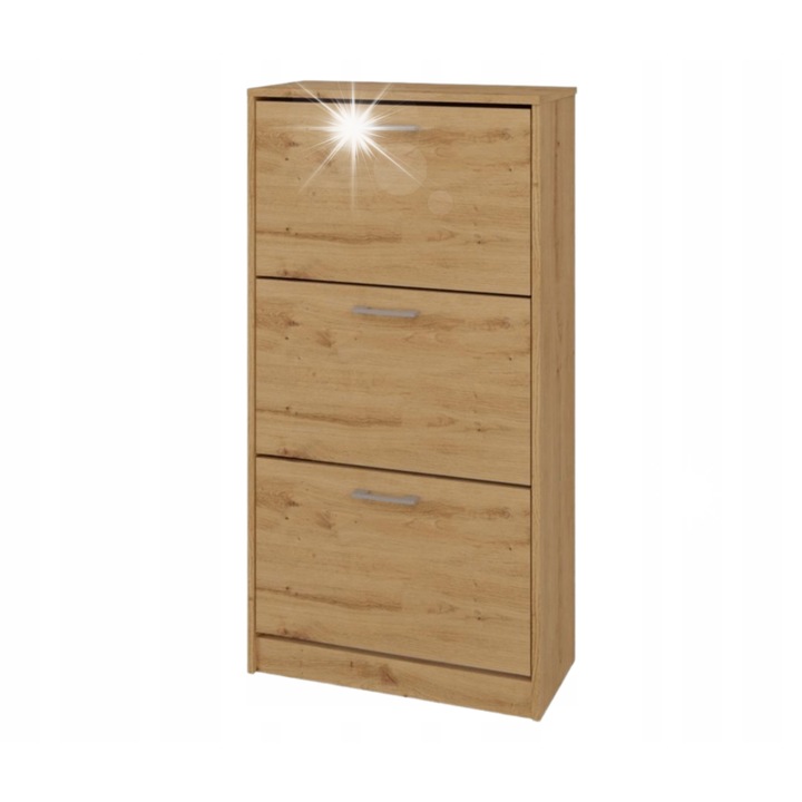 PAULA cipősszekrény, Dab Artisan, 60x28x116cm, szerelési tartozékokkal