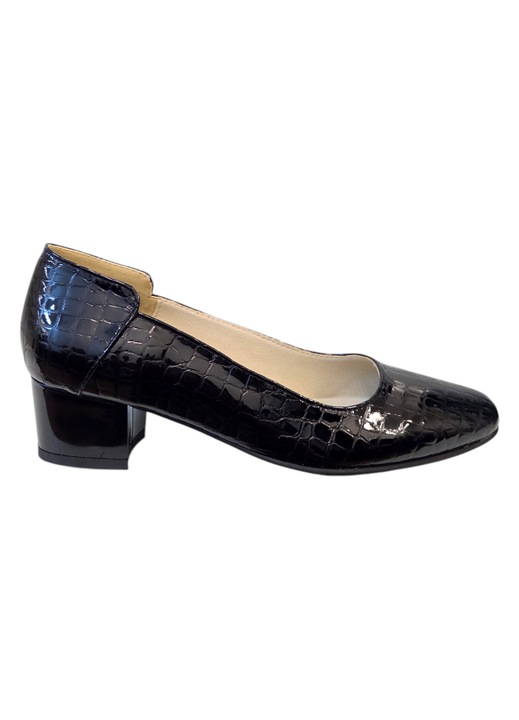 Pantofi dama, SandAli, piele lacuita, toc 4cm, negru, marimea 37 EU