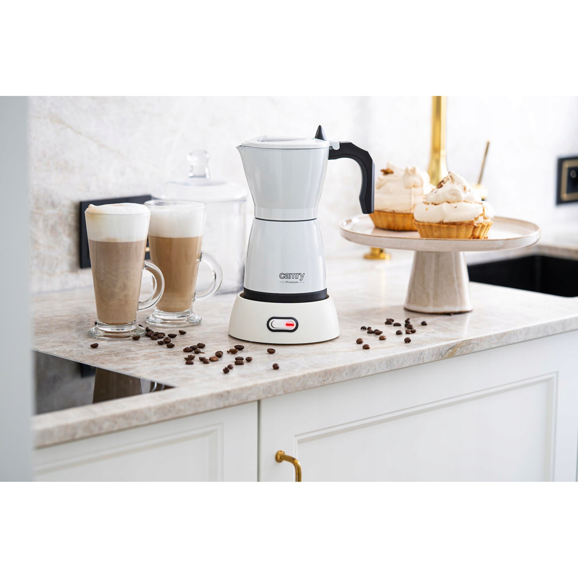 Cafetiere electrica Camry 300ml, 6 cesti espresso, 480W, compacta, alba