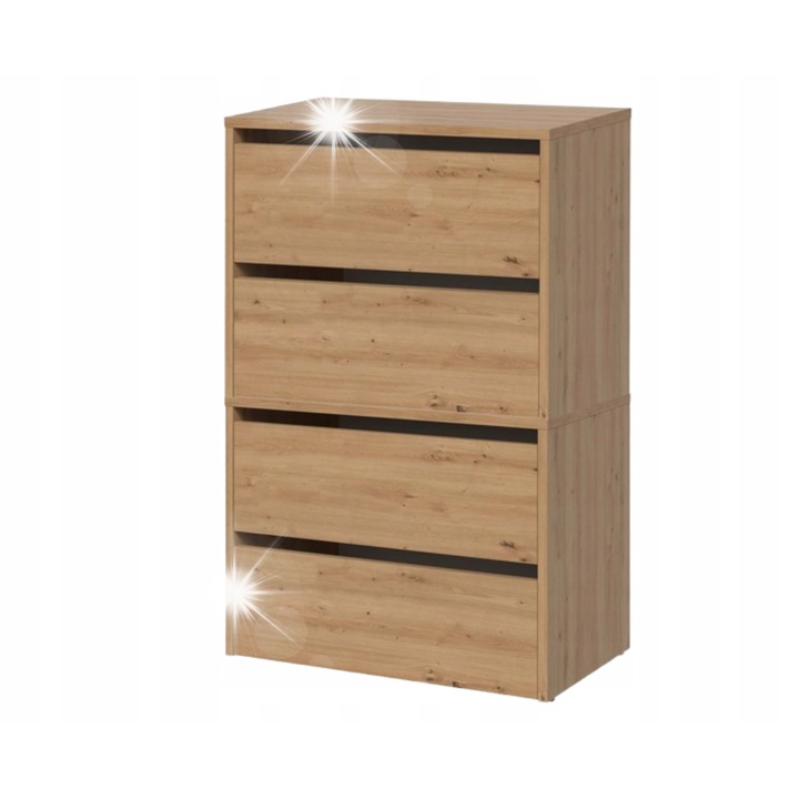 MODO X2 cipősszekrény, 4 ajtós, Artisan tölgy, 60x36x88cm