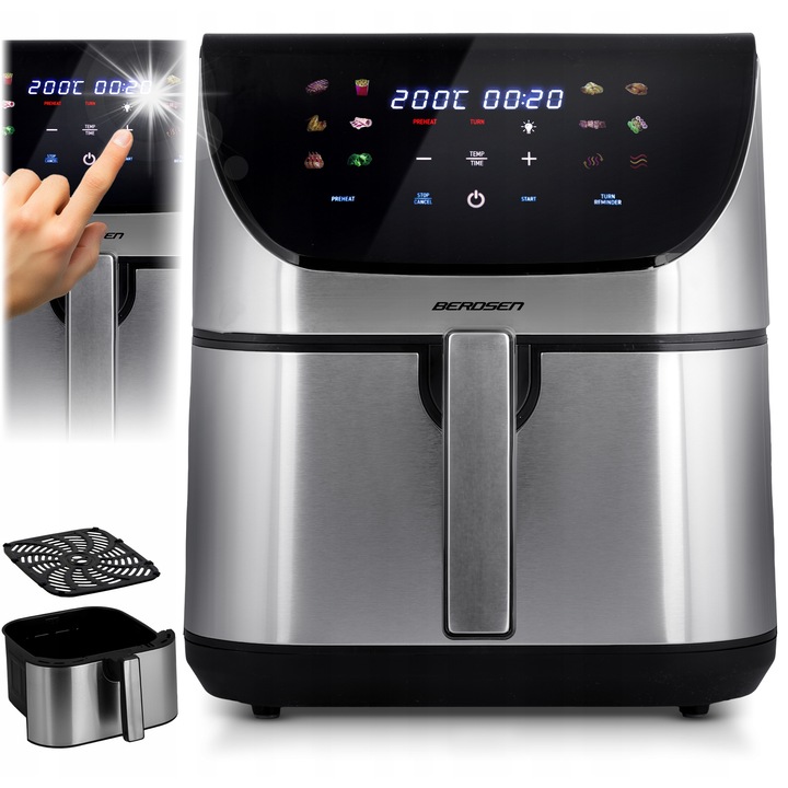 Фритюрник без мазнина Berdsen BD-659, 8L, 1700W, тъчскрийн, инокс