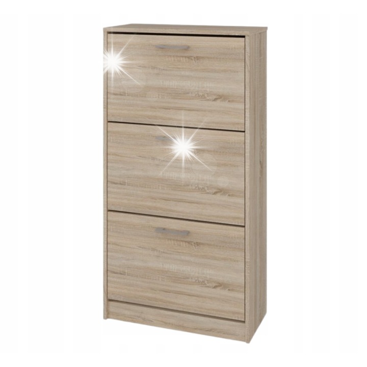 PAULA cipőtartó szekrény, Sonoma tölgy, 2 soros, 60x28x116cm