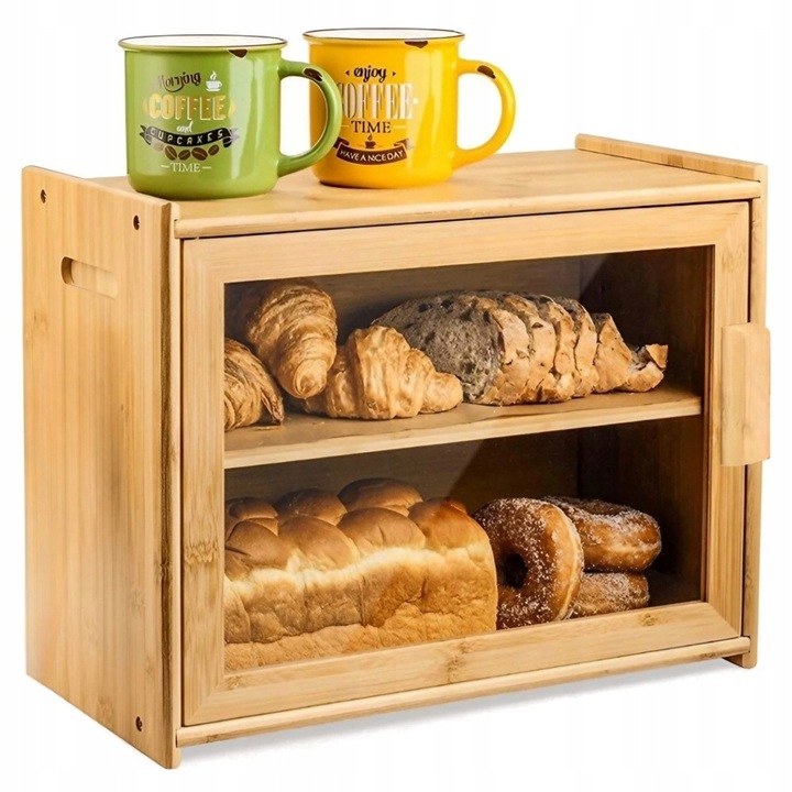 Taric bambusz kenyértartó átlátszó ablakkal és tartóval, 40x17,5x31cm, natúr