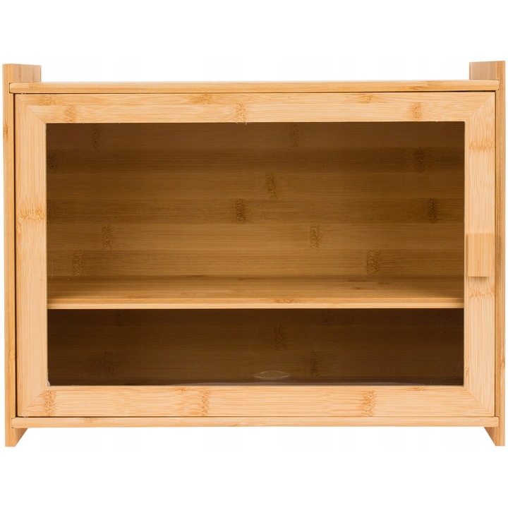 Bambusz kenyértartó, 2 szintes, átlátszó ablakkal, 40x31x20cm, csipesszel