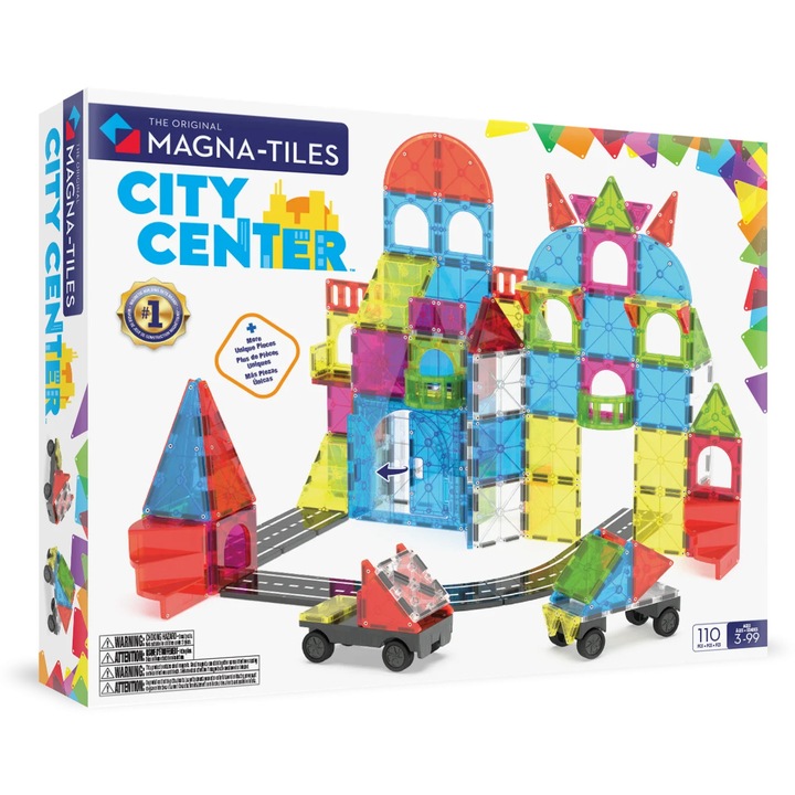 Строителен комплект Klocki Magnetyczne City Center 110 ел., MAGNA-TILES, многоцветен