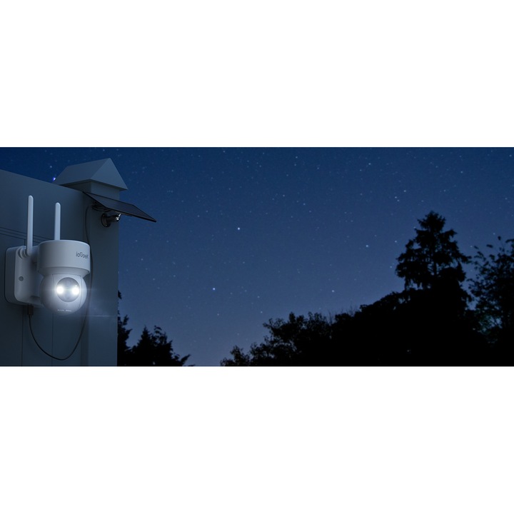 Соларна камера за наблюдение, 2MP, въртяща се, цветна нощна, водоустойчива, пълен комплект