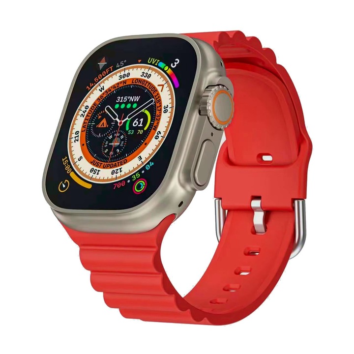 Curea compatibila cu Apple Watch 4 5 6 7 8 9 10 11 SE 40mm 41mm 42mm, rosu
