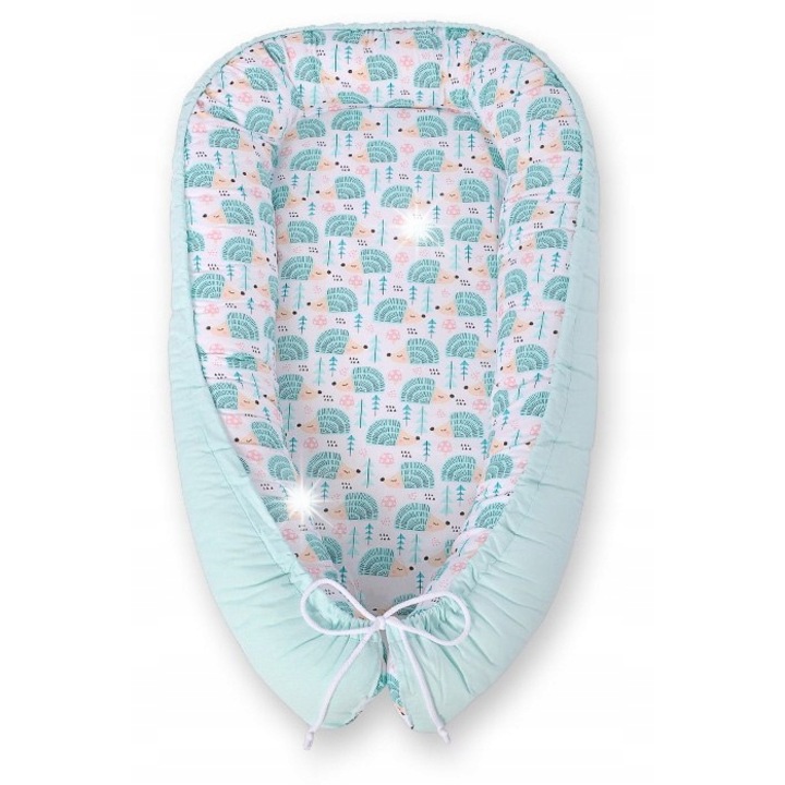 Бебешки пашкул, Bobono, двустранен, 95x55см, мента, 100% памук