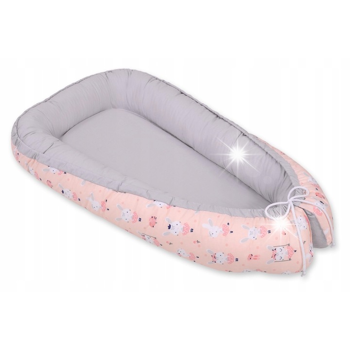 Бебешко легло, Bobono, 95x55см, розово, с пълнеж ECO FILLBALL