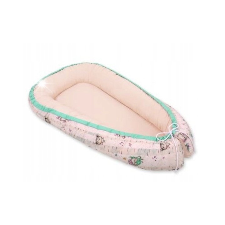 Кокон за бебета, Bobono, кремаво-ментово, 91x52см, комплект