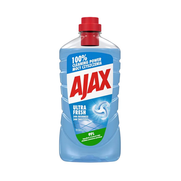 Solutie de curatare pentru pardoseli Ajax Ultra Fresh 1L, lichid, fara clatire, parfum proaspat