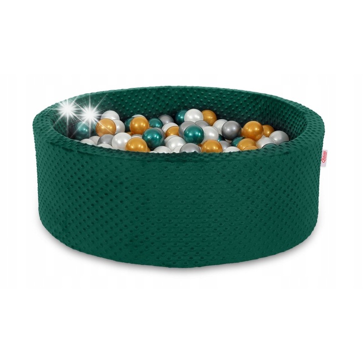 Сух басейн Bobono, 90x30см, 200 цветни топки, minky, тъмнозелен