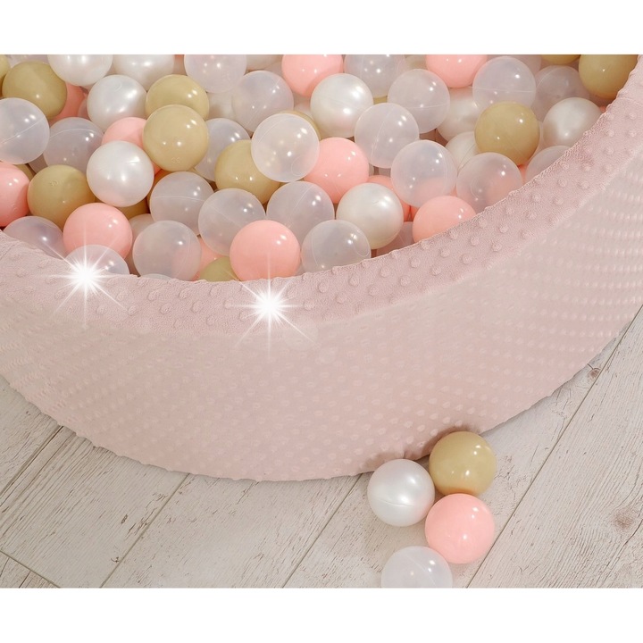 Сух басейн Bobono, 90x30 см, 200 цветни топки, мръсно розов