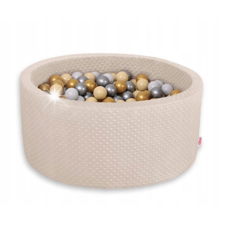 Сух басейн Bobono, 90x40см, 200 цветни топки, minky, бежов