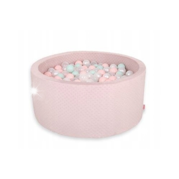 Комплект басейн за игра Bobono, 90x40см, 200 цветни топки, мръсно розов
