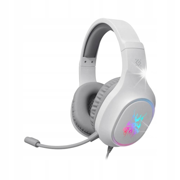 Defender FURY Gaming PC fejhallgató, fehér, mikrofonnal, 4 tűs, 2x mini jack adapter