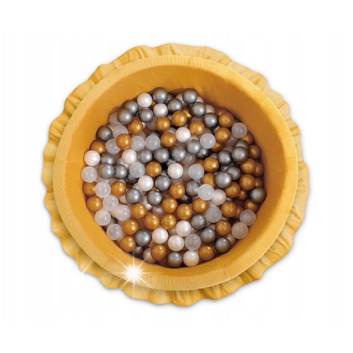 Сух басейн с бордюр и 200 цветни топки, Bobono, 90x40см, горчица