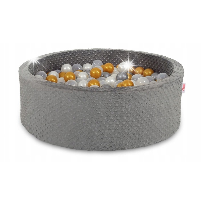 Басейн за игра Bobono, 90x30 см, с 300 цветни топки, тъмно сив