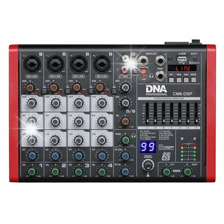 Mixer audio analogic DNA CM6-DSP, 6 canale, Bluetooth, MP3, 27x18x6cm