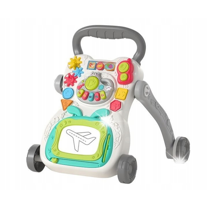 Chodzik oktató interaktív Bounn, rózsaszín, 45x43x40,5 cm, 18+ hónapos gyermekeknek, rajztáblával és interaktív elemekkel