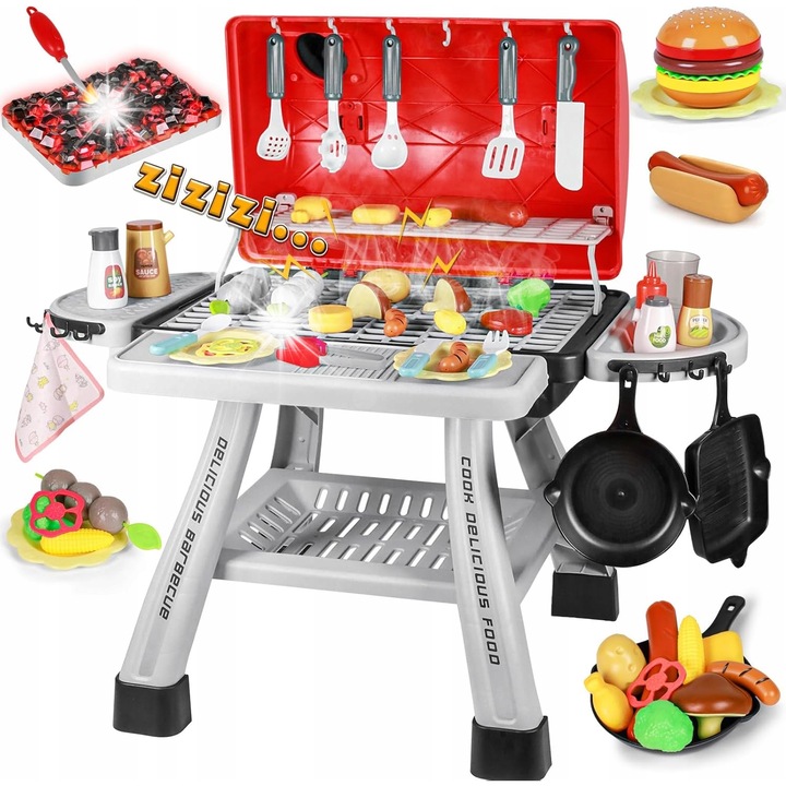 Interaktív gyerek grill, BOUNN, gőzeffektus, LED fények, szett