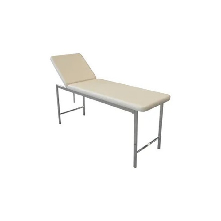 Pat de examinare clasic, Golden Protect, cromat, bej, 180x57x73cm, ignifug, lavabil