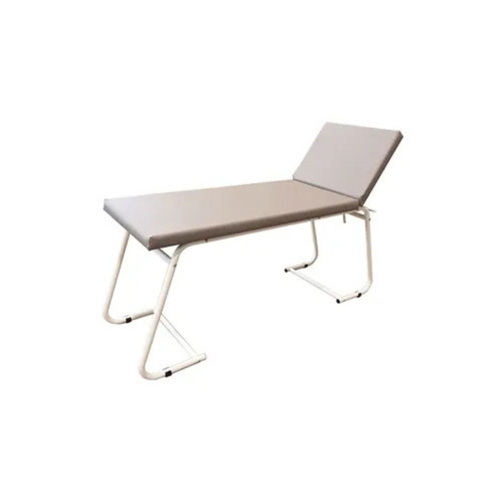 Pat de examinare Golden Protect, alb, saltea gri, reglabil, dimensiuni 173x16x74cm