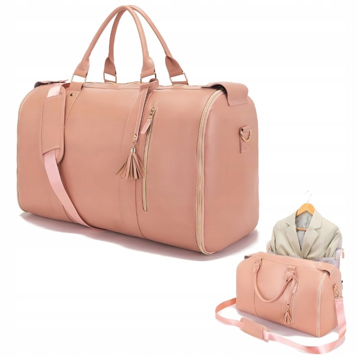 2 az 1-ben összecsukható utazótáska, rózsaszín, 55L, öltönyhöz és ruhához