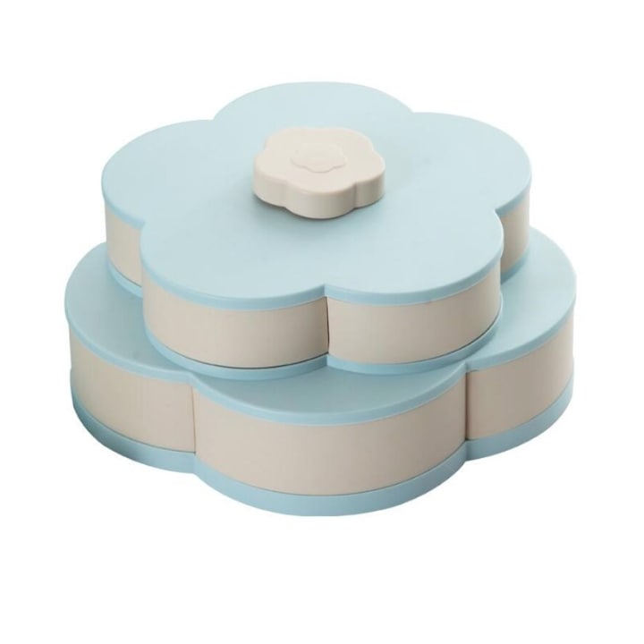 ATT cukorkás doboz, virág alakú, forgatható, 2 szintes