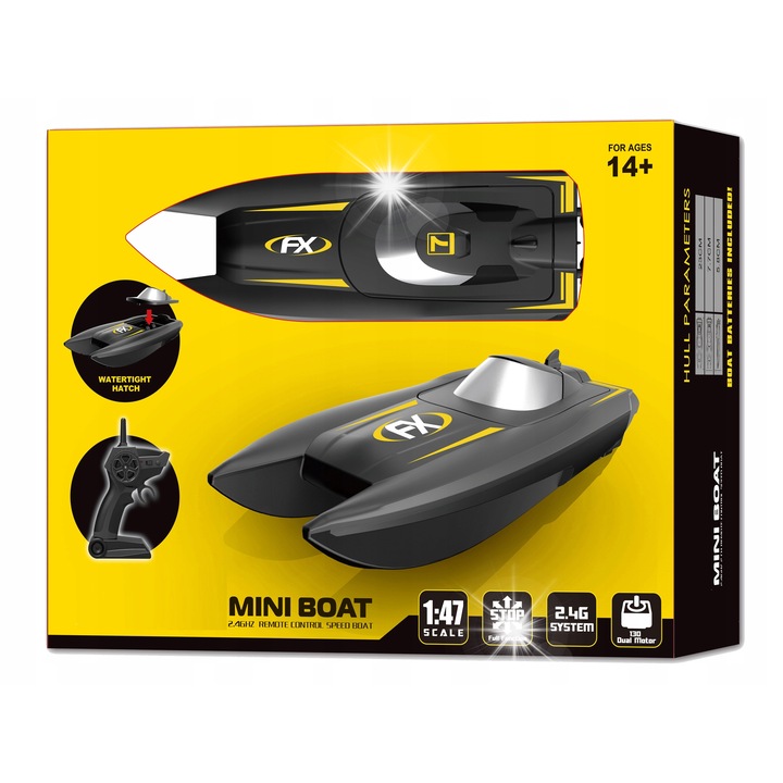 Лодка с дистанционно управление, click4TOYS, RC модел, максимална скорост 25 км/ч, размери 23x6x7,5 см, пълен комплект