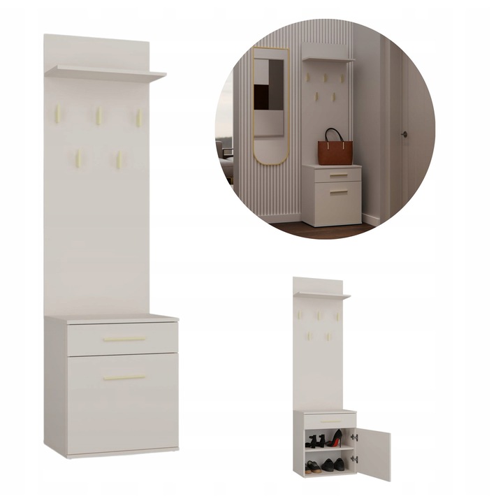 DUO előszoba szett és cipősszekrény, kasmír színű, méretei 50x35x57cm és 50x27x124cm