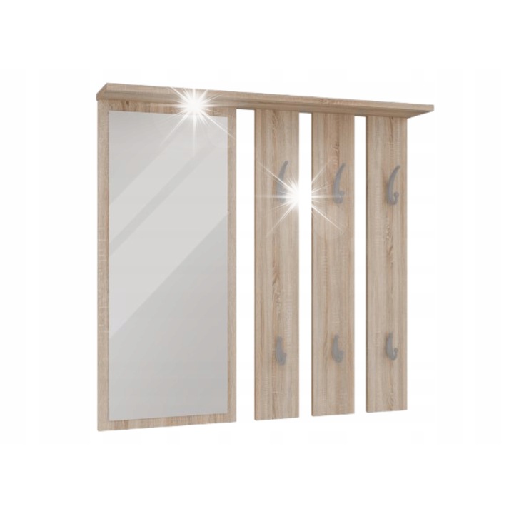 OPAL tükrös előszobafal, 6 akasztóval, sonoma tölgy szín, 82x85x15cm, komplett szett