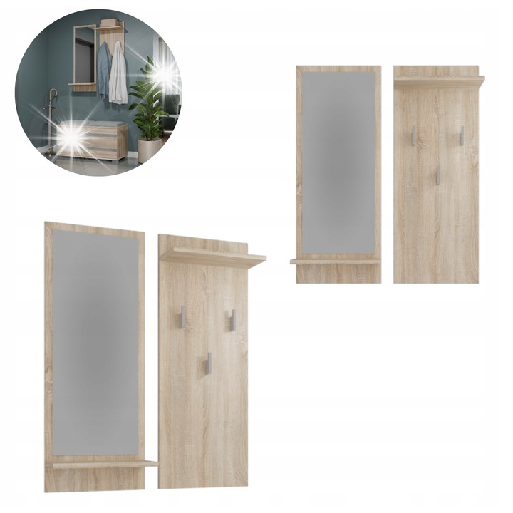 Riva Sonoma előszobafal polccal és tükörrel