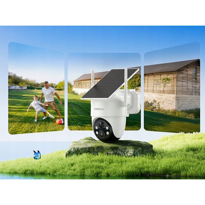 Камера за наблюдение, COOAU, 3MP, безжична, WiFi наблюдение