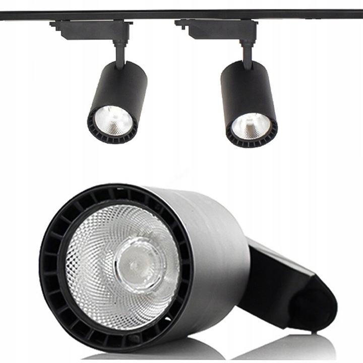 2 db 30W-os reflektor 1m-es sínnel, fekete, semleges fehér fény