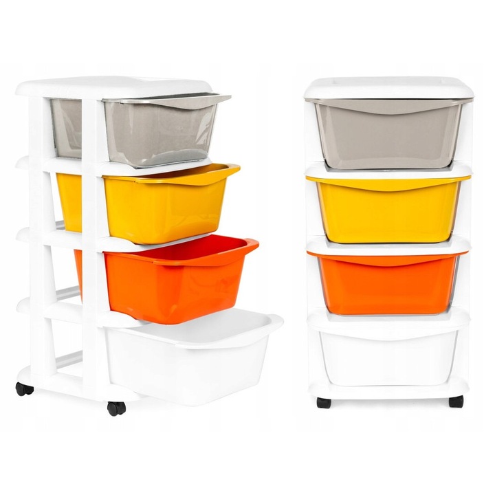 Подвижна етажерка с 4 чекмеджета, многоцветна, 74x35,5x36 см