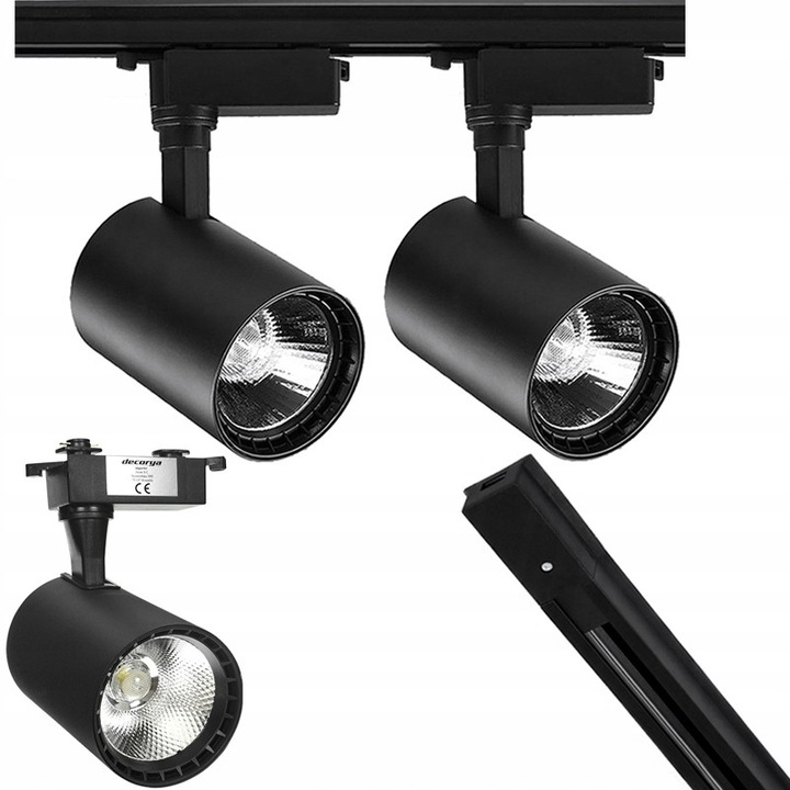Decorya 30W, fekete, 1m, semleges fehér fényű spotlámpa szett
