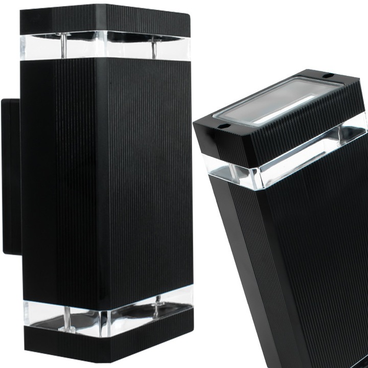 Aplica exterioara Decorya, 2x GU10, IP44, negru mat, 21,5x11cm