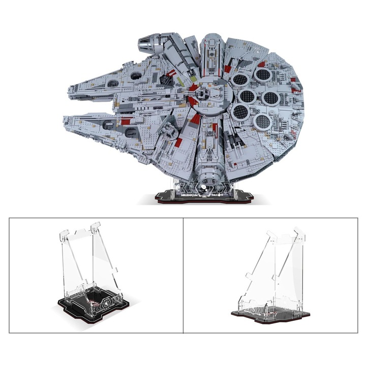 Suport expunere vertical pentru Lego Star Wars Millennium Falcon, transparent, 5 piese