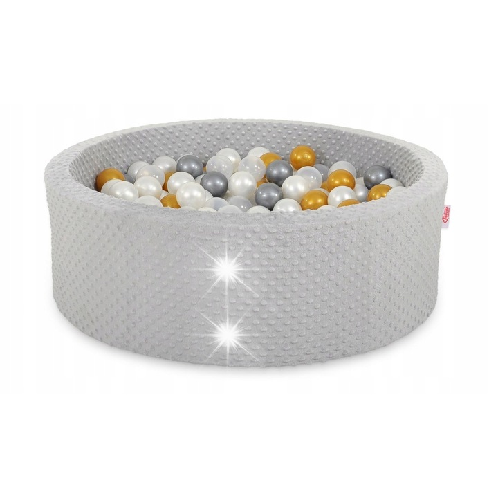 Bazin de joaca Bobono, 90x30 cm, cu 300 bile colorate, minky, gri deschis